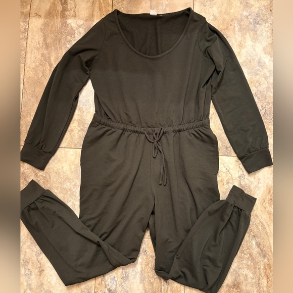 Gap Long Sleeve Fleece Jumpsuit In Deep Women’s Size Large - Picture 3 of 11